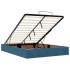 Estructura de cama otomana con colchón terciopelo azul