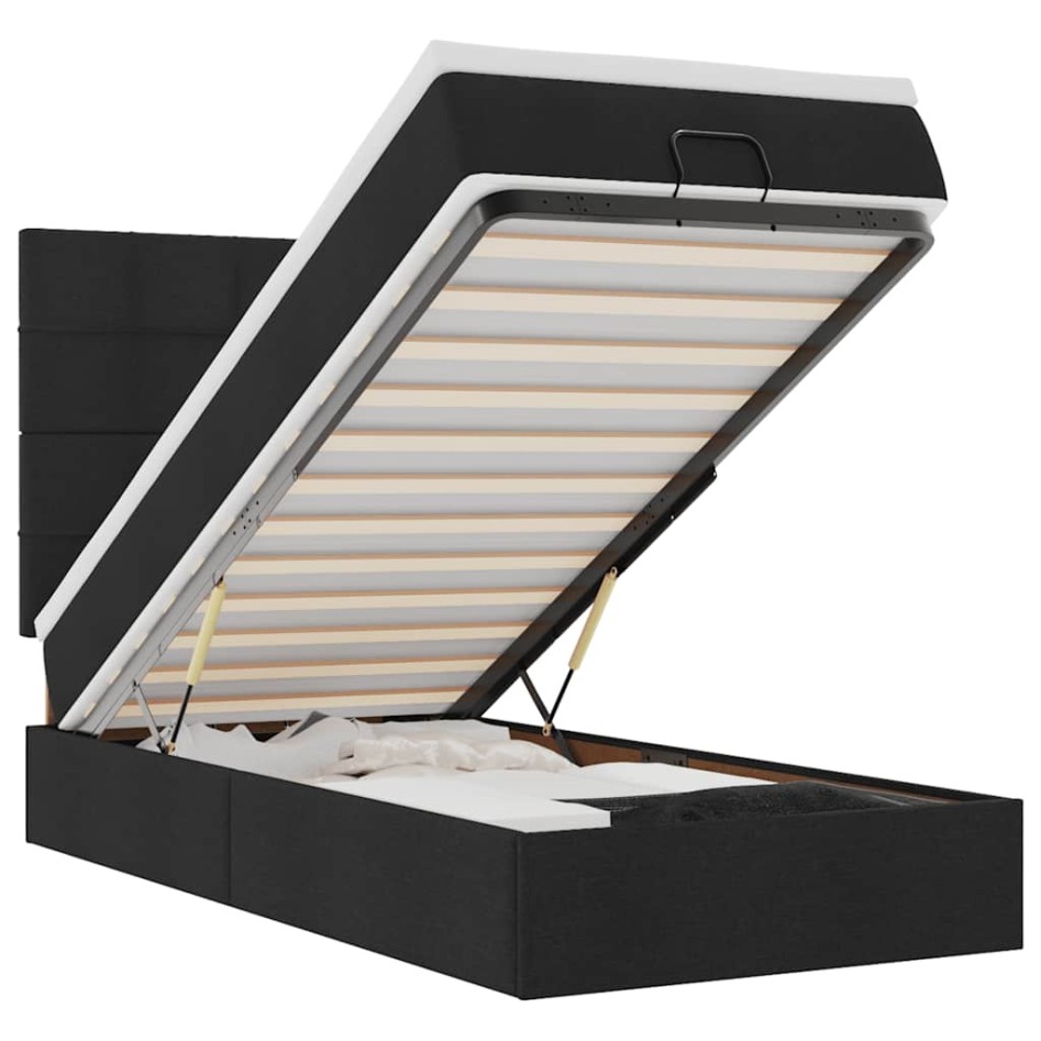 Cama otomana con colchón negra 90x200 cm