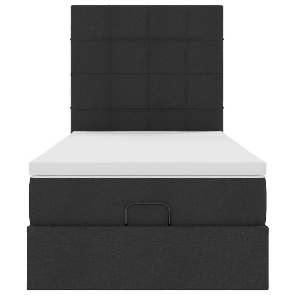 Cama otomana con colchón negra 90x200 cm