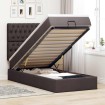 Cama otomana con colchón marrón oscuro 90x200 cm tela