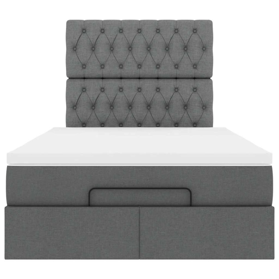 Estructura cama otomana colchón tela gris oscuro
