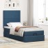 Cama otomana con colchón y luces LED azul 90x200 cm