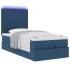 Cama otomana con colchón y luces LED azul 90x200 cm