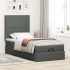 Estructura cama otomana colchón tela gris