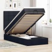 Estructura cama otomana colchón tela negro 90x200 cm