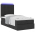 Estructura cama otomana colchón tela negro 90x200