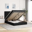 Estructura cama otomana colchón tela negra 140x190 cm
