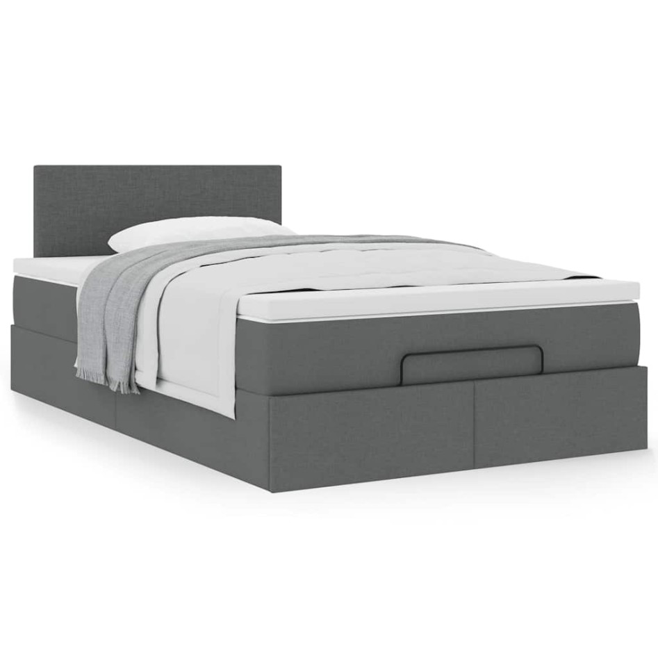 Cama otomana con colchón gris oscuro 120x200 cm