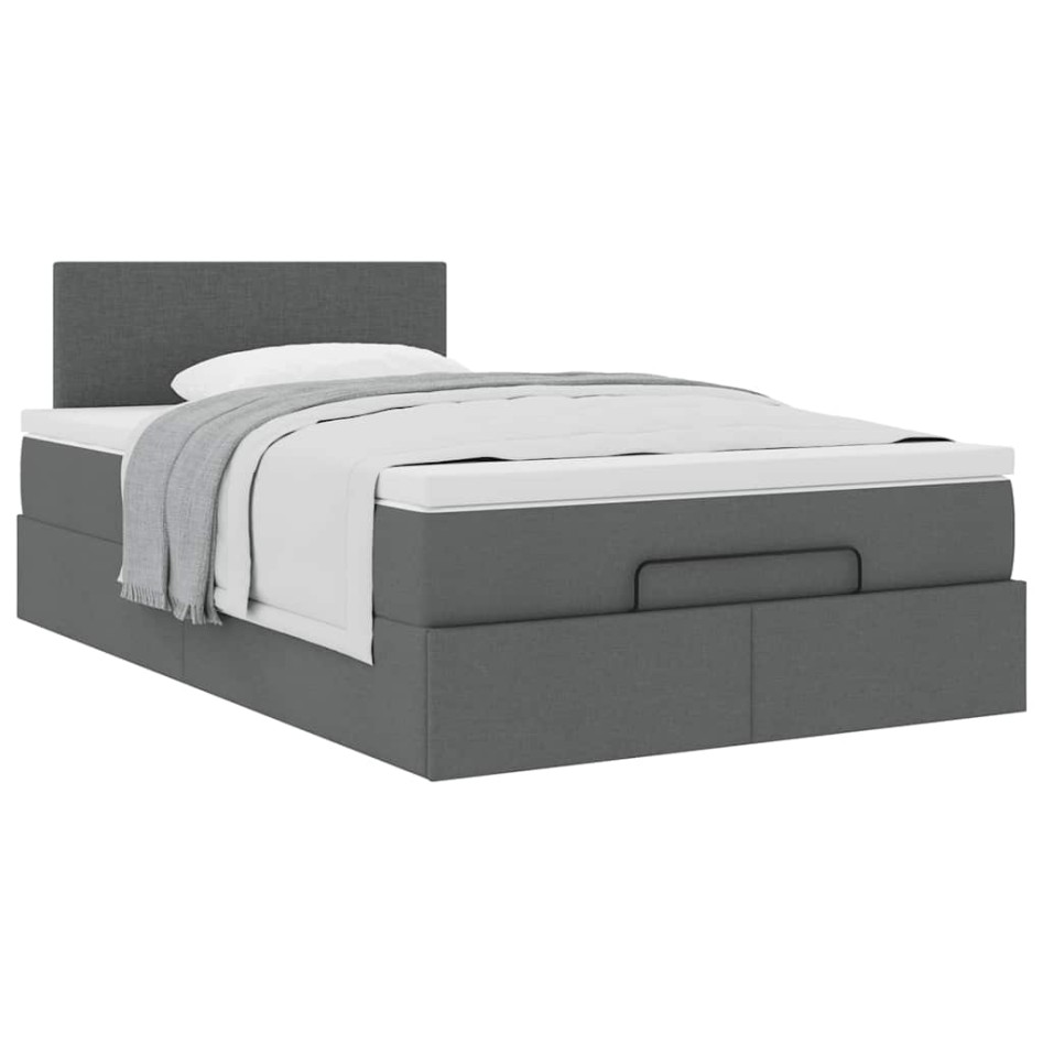 Cama otomana con colchón gris oscuro 120x200 cm