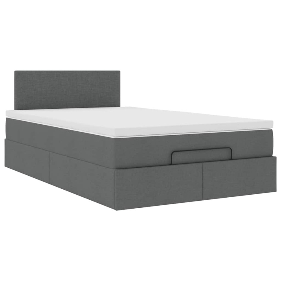Cama otomana con colchón gris oscuro 120x200 cm