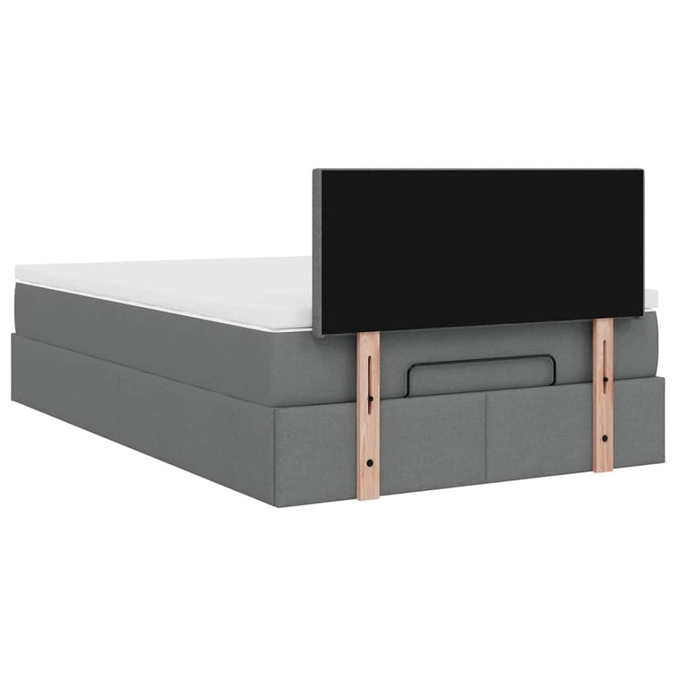 Cama otomana con colchón gris oscuro 120x200 cm