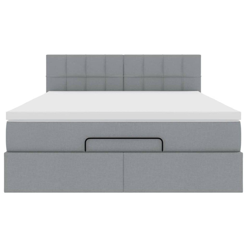 Cama otomana con colchón gris claro 140x190 cm