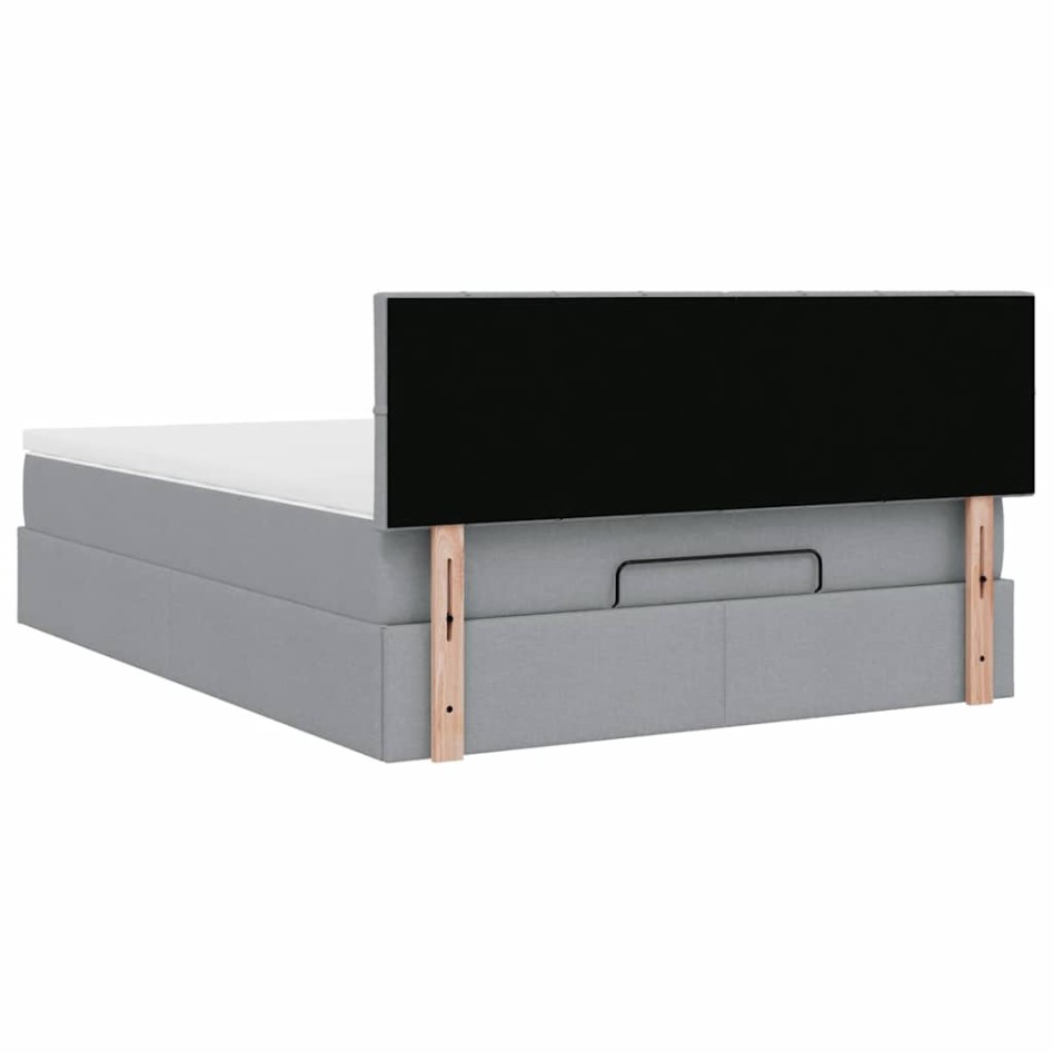 Cama otomana con colchón gris claro 140x190 cm