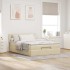 Cama otomana con colchón de tela color crema 140x190