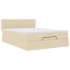 Cama otomana con colchón de tela color crema 140x190