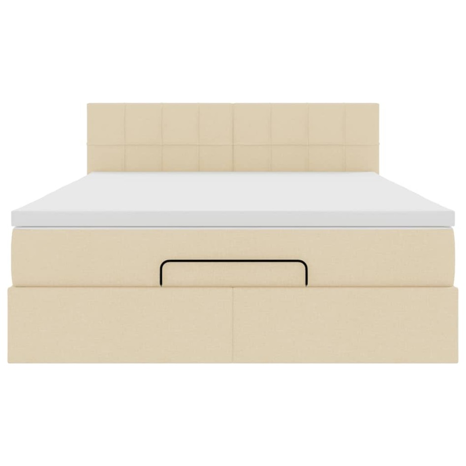 Cama otomana con colchón de tela color crema 140x200