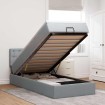 Cama otomana con colchón gris claro 100x200 cm tela