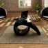 Mesa de centro superficie ovalada de vidrio negro