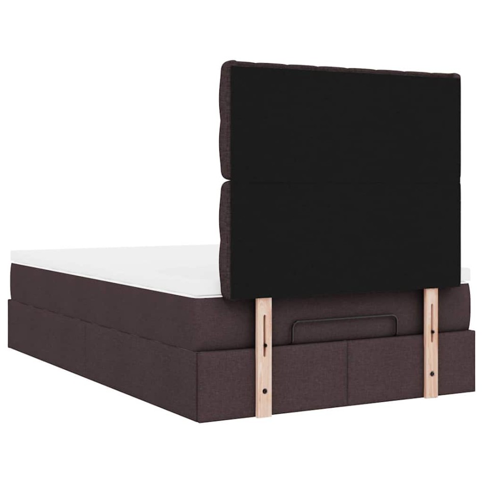 Estructura cama otomana colchón tela marrón oscuro