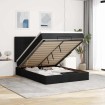 Estructura cama otomana colchón tela negra 140x190 cm