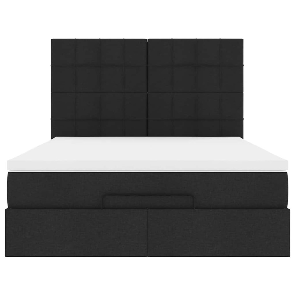 Estructura cama otomana colchón tela negra 140x190