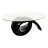 Mesa de centro superficie ovalada de vidrio negro