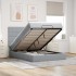 Estructura cama otomana con colchón tela gris claro 140x190