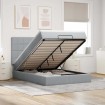 Estructura cama otomana con colchón tela gris claro 140x190 cm