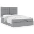 Estructura cama otomana con colchón tela gris claro 140x190