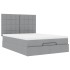 Estructura cama otomana con colchón tela gris claro 140x190