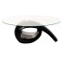 Mesa de centro superficie ovalada de vidrio negro