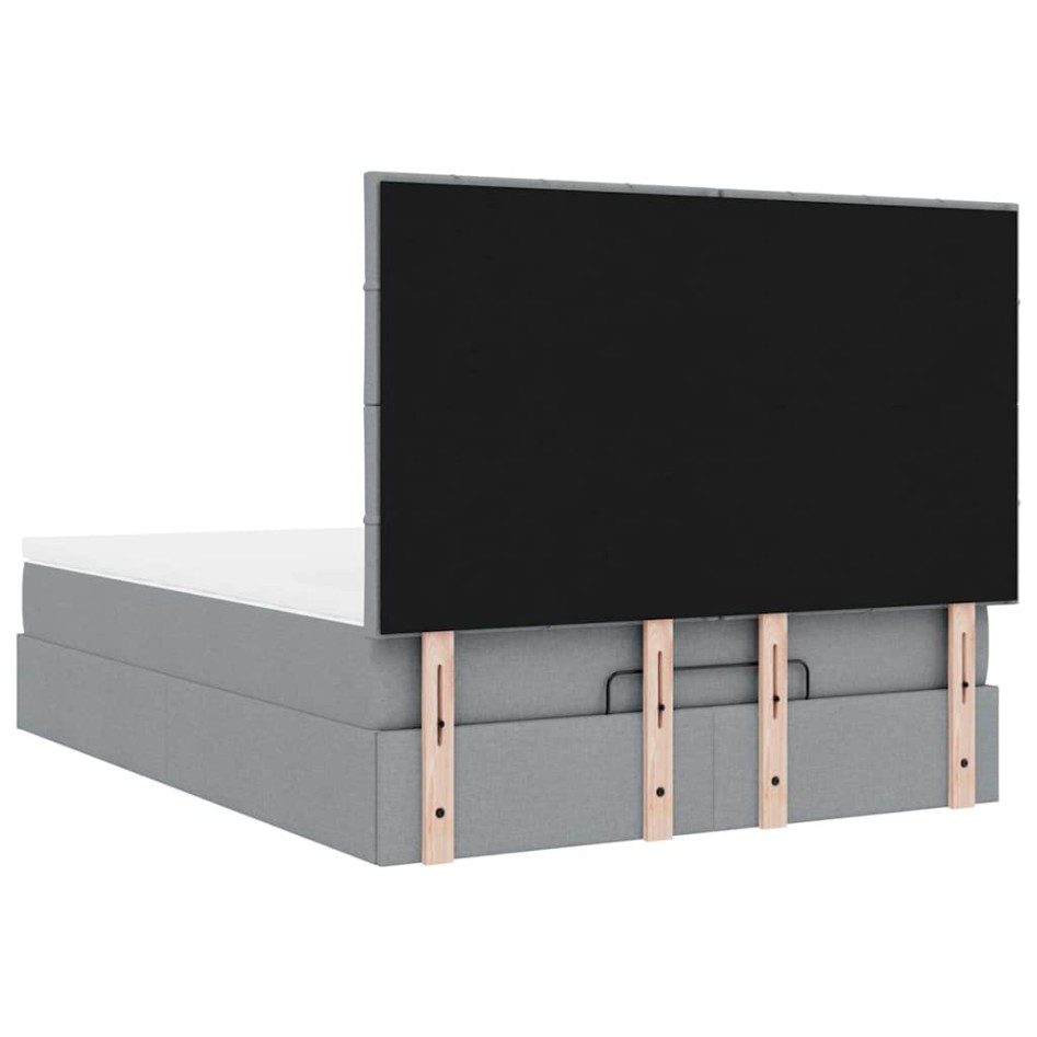 Estructura cama otomana con colchón tela gris claro 140x190
