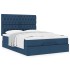 Estructura de cama otomana colchón tela azul pardo