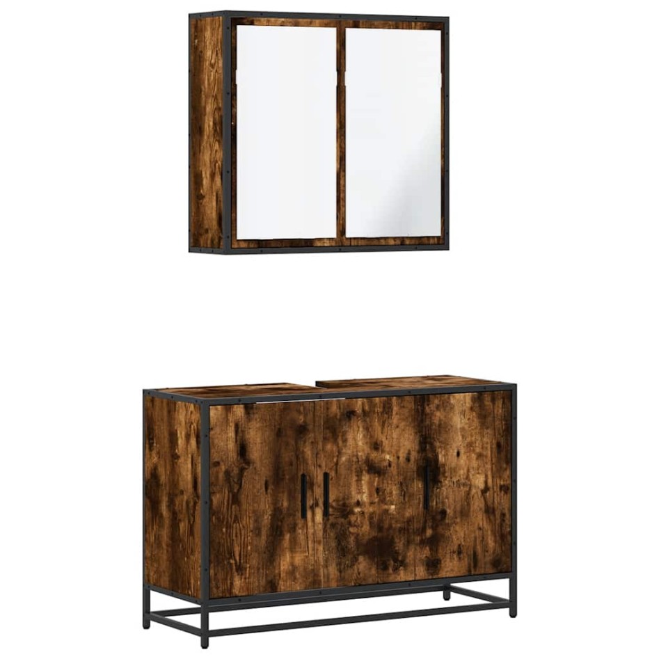 Set de muebles baño 2 pzas madera contrachapada roble