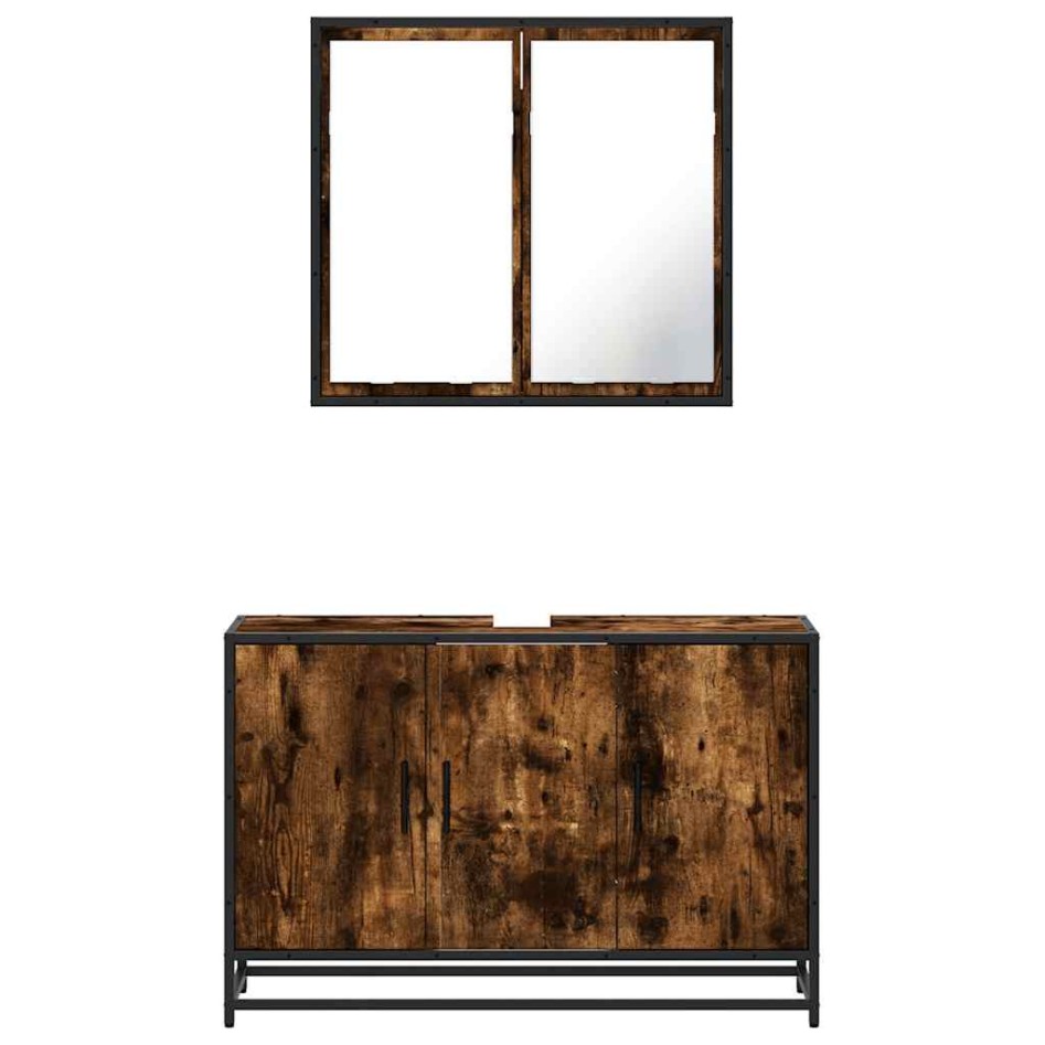 Set de muebles baño 2 pzas madera contrachapada roble