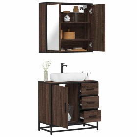 Set de muebles baño 2 pzas madera contrachapada marrón
