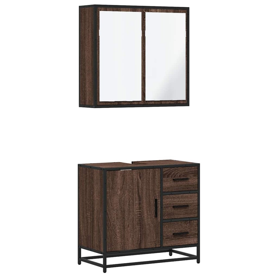 Set de muebles baño 2 pzas madera contrachapada marrón