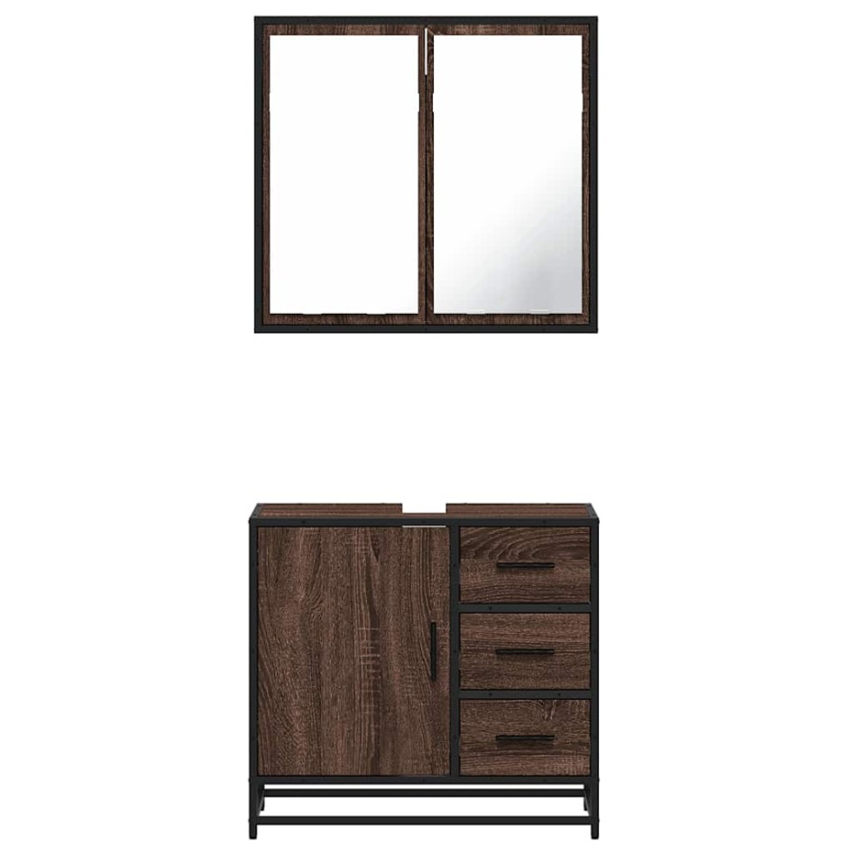 Set de muebles baño 2 pzas madera contrachapada marrón