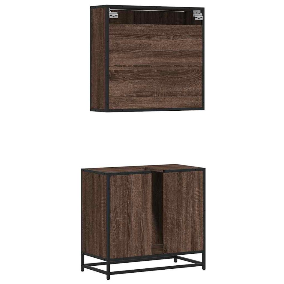 Set de muebles baño 2 pzas madera contrachapada marrón
