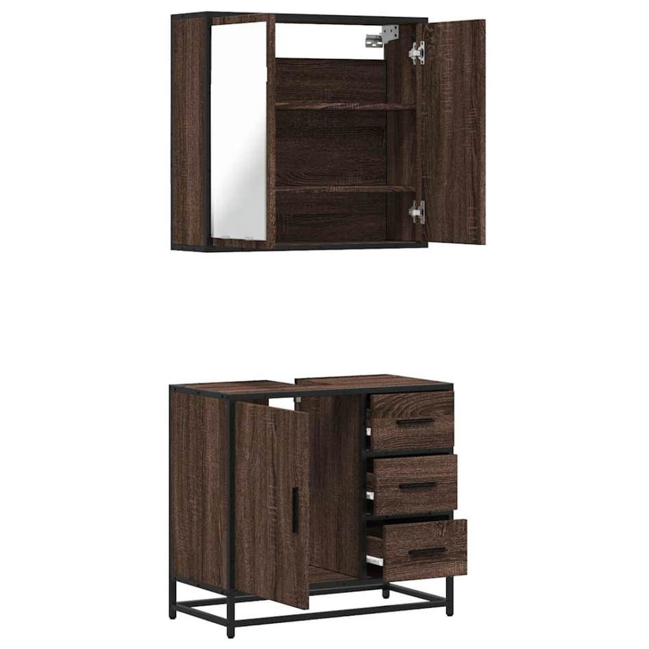 Set de muebles baño 2 pzas madera contrachapada marrón