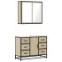Set de muebles de baño 2 pzas madera contrachapada roble