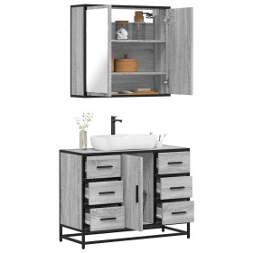 Set de muebles de baño 2 pzas madera contrachapada gris