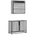 Set de muebles de baño 2 pzas madera contrachapada gris