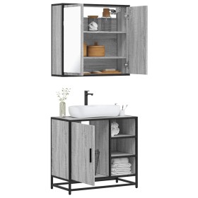 Set de muebles de baño 2 pzas madera contrachapada gris
