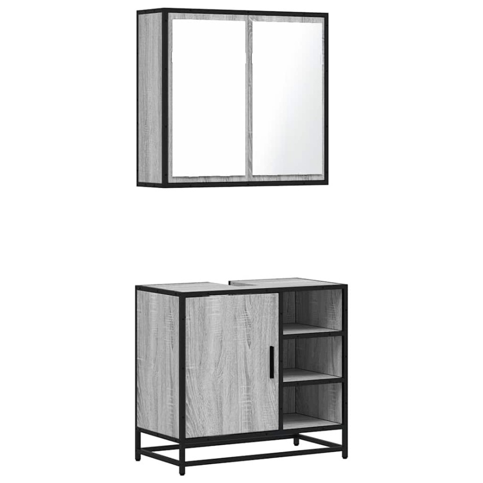 Set de muebles de baño 2 pzas madera contrachapada gris