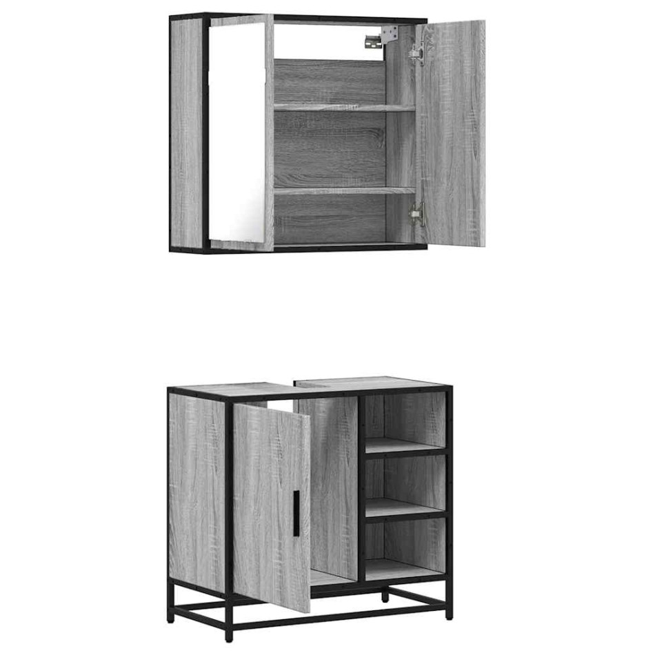 Set de muebles de baño 2 pzas madera contrachapada gris