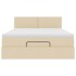 Cama otomana con colchón de tela color crema 140x190