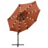 Sombrilla voladiza con poste y luces LED terracota 300