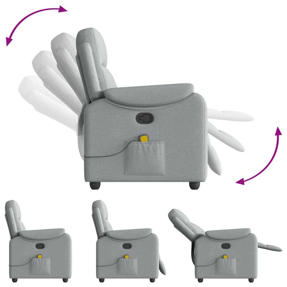 Sillón reclinable de masaje de tela gris