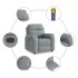 Sillón reclinable de masaje de tela gris